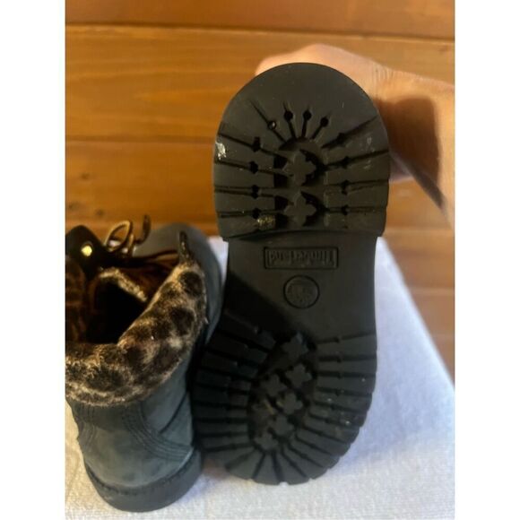 Timberland unisex Vintage 6 in Premium Boot Leopard Luxe Black Classic Youth Sz - Picture 4 of 8